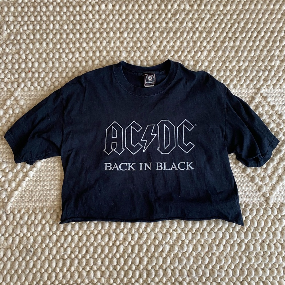 AC/DC | Cropped Black Band tee Size M
